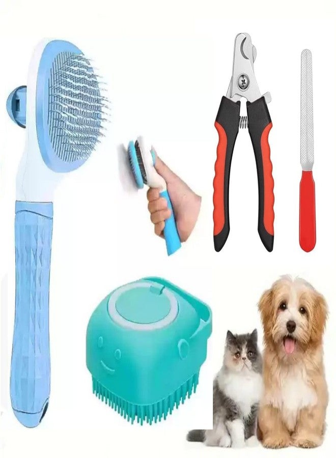 PET FUN® 3-in-1 Pet Grooming Kit for Dogs & Cats - Nail Clippers, Shampoo Dispensing Brush & Silicone Massage Brush - Suitable for All Breeds and Sizes - Image 1